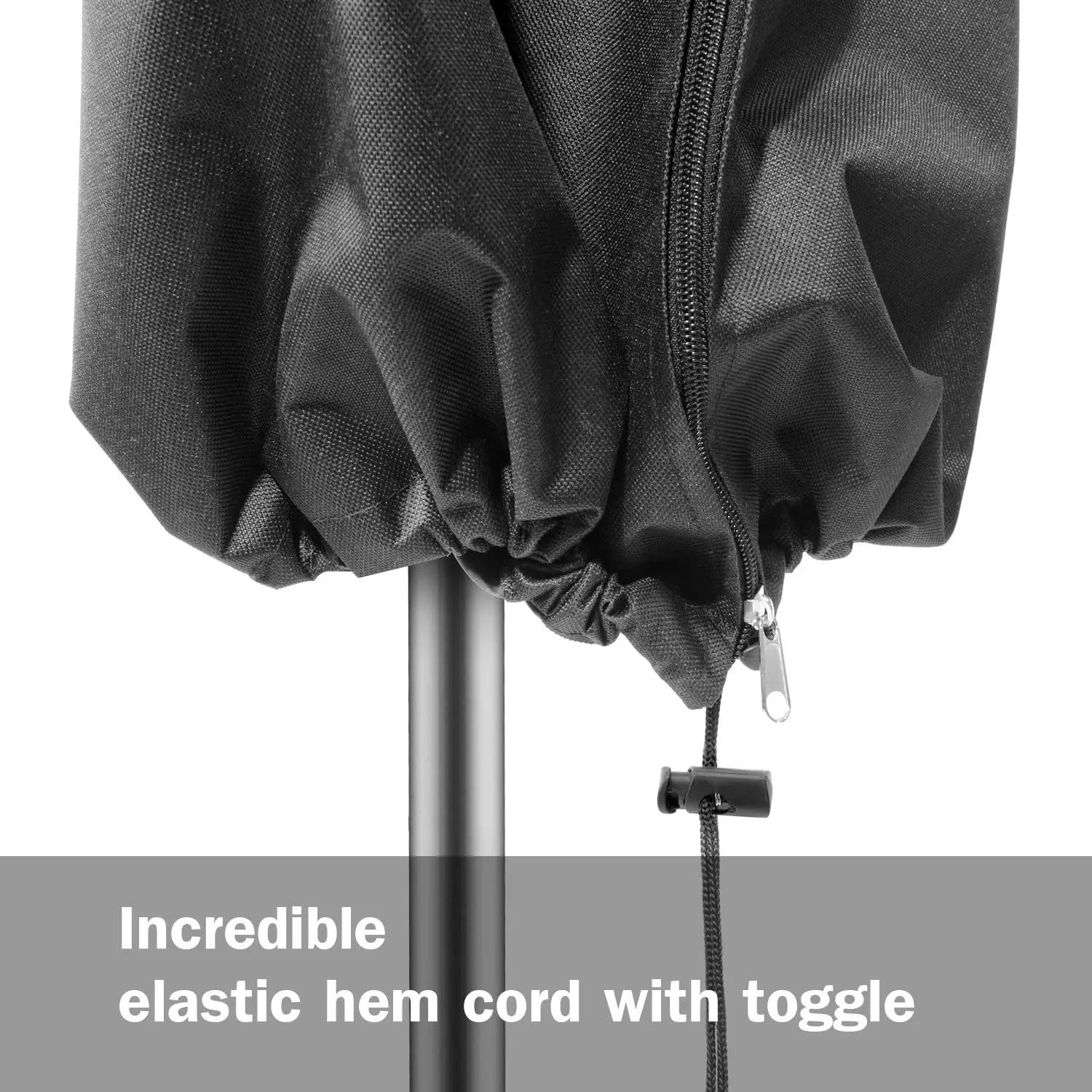 Housses de Parasol de marché imperméables noires 210D pour Patio, avec fermeture éclair, pour 6 tail