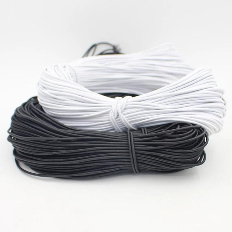 Bande élastique ronde noire et blanche, 5 m, 10m, 1/2/3/4/5/6mm, accessoire de couture, bricolage
