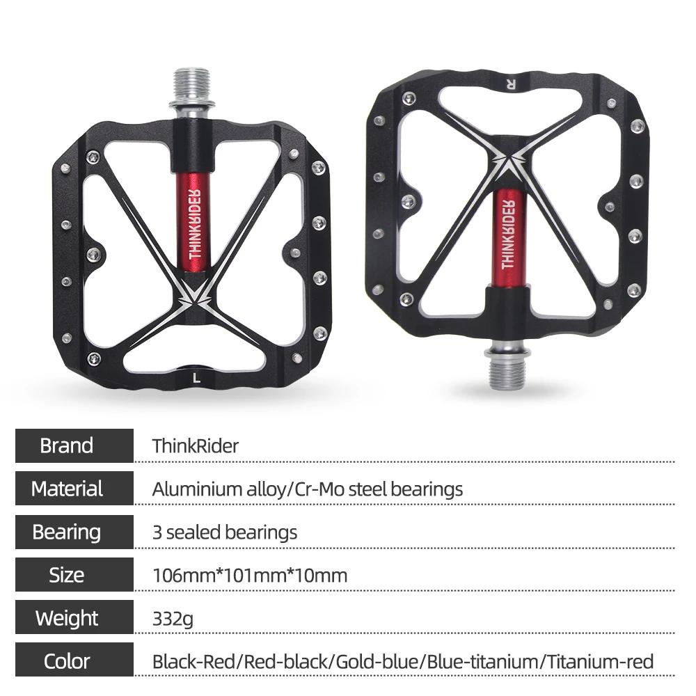 ThinkRider – pédales de vélo à 3 roulements scellés, pédales de vélo plates, vtt, route, vtt, access
