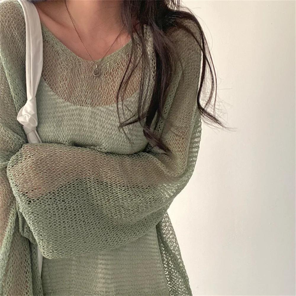 Karrram – pull à manches longues pour Femme, Style paresseux, haut ajouré, Sexy, mode, décontracté,