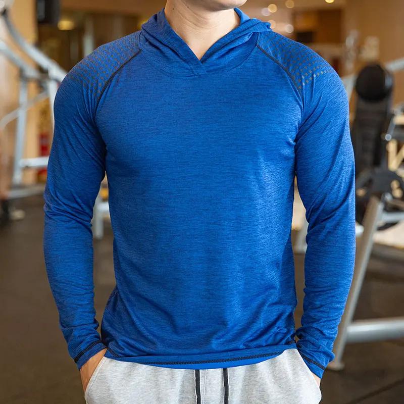 T-shirt à manches longues pour hommes, séchage rapide, décontracté, mince, élastique, sport, fitness