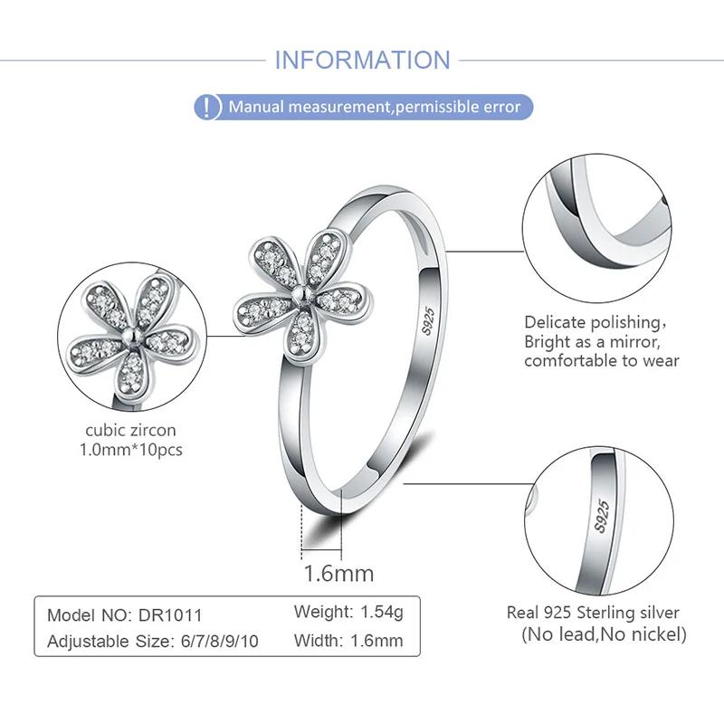 CLUCI – bague classique en argent Sterling 925 pour femmes, bijoux de fête, fleur, tendance, DR1011S