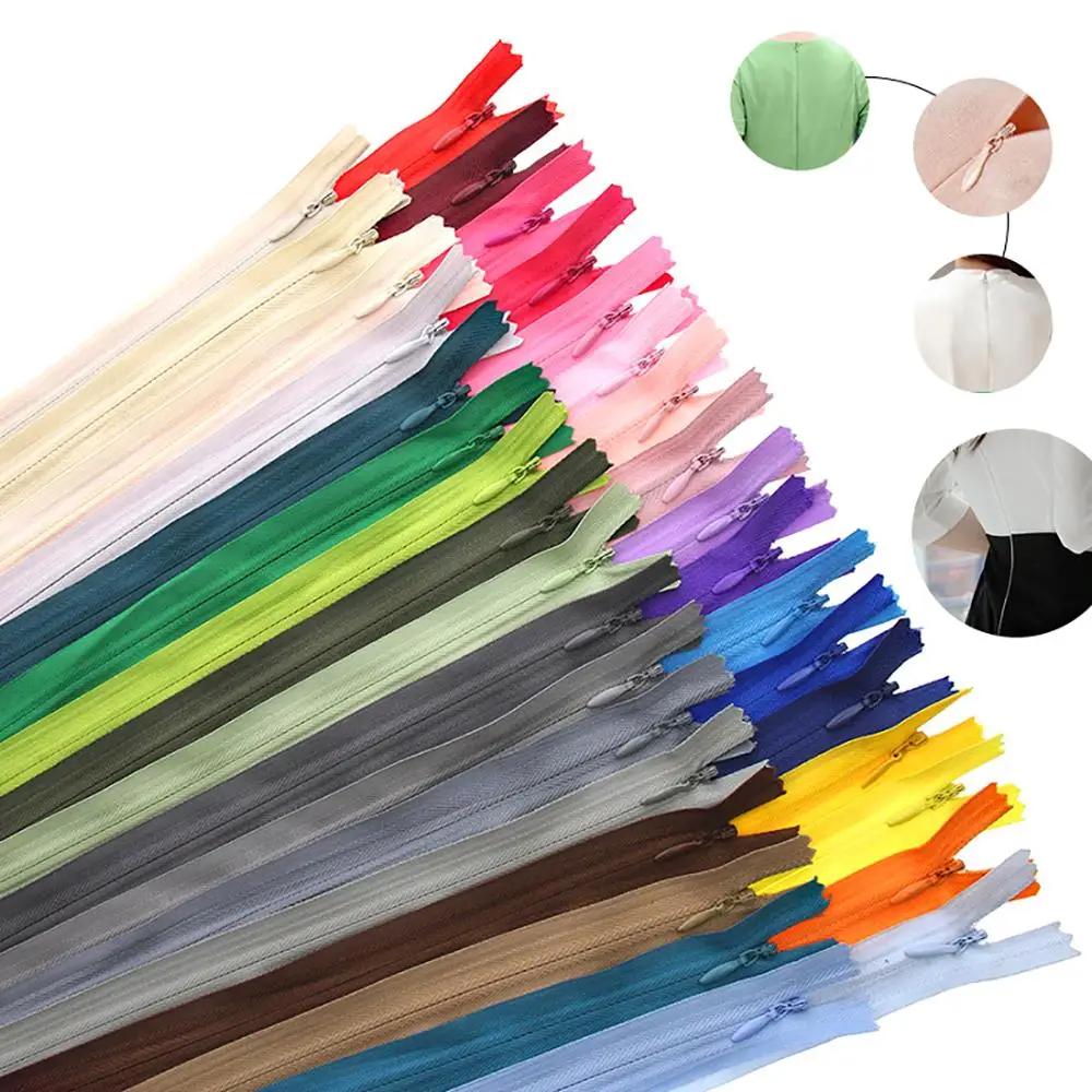 10 pièces/paquet 28cm 35cm 40cm 45cm 50cm 55cm 60cm 3 # Fermeture éclair Invisible en Nylon, bobin