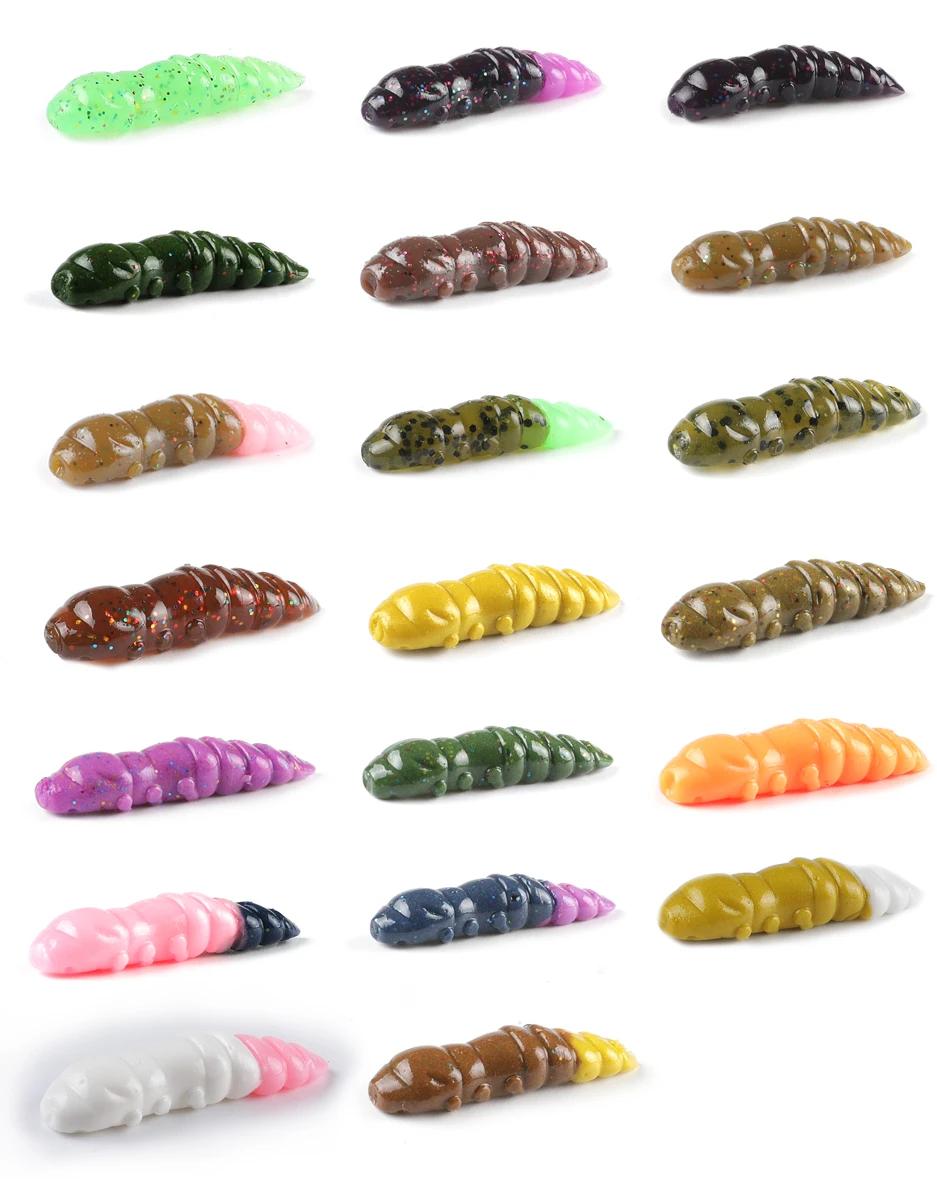 Supercontinent Pupa leurres souples leurres en plastique souple larve 38mm/18 pièces appâts flottant