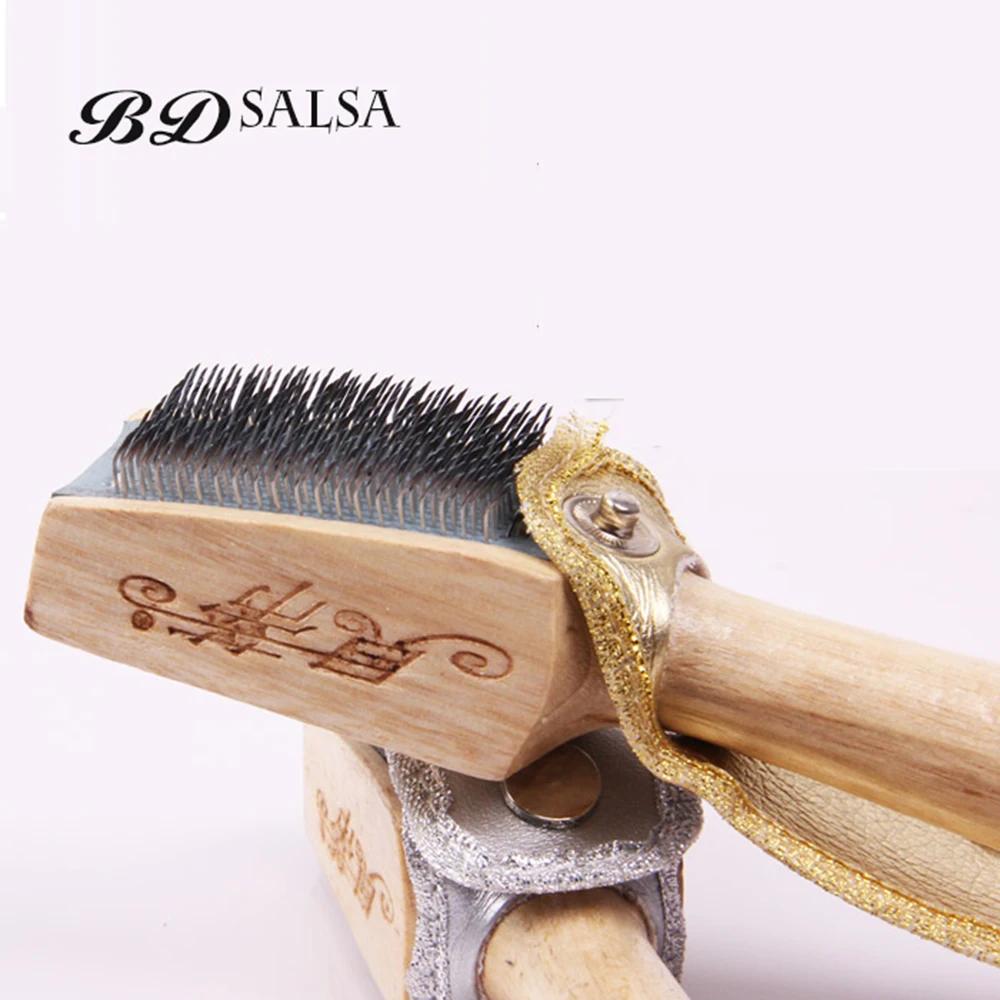 Brosse en acier à manche en bois massif, accessoires de danse BD authentiques, résistantes à l'usure