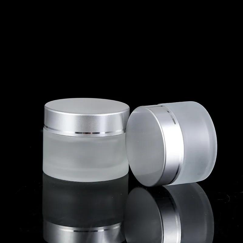 Bouteilles d'onguent rechargeables en verre givré, Pot cosmétique vide, conteneur de crème pour le v