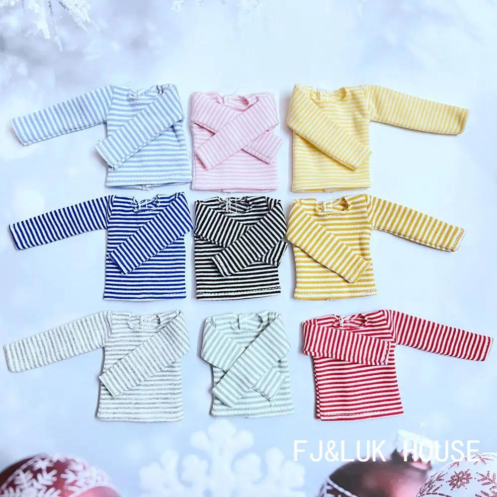 Blyth – T-shirt à manches longues et rayures en coton, vêtements pour poupées Pullip Blyth 1/6, acce