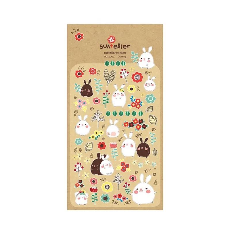 Suatelier Bonny autocollants pour Scrapbooking mignon lapin poubelle Journal autocollant Journal Alb