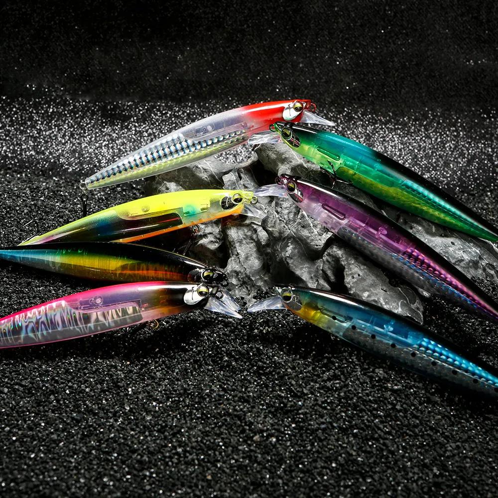 JOHNCOO vairon flottant 130mm 18.5g longue coulée appât dur lame Flash Wobbler leurre de pêche leurr