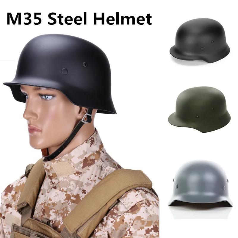 Casque tactique allemand M35 en acier, noir, vert, gris, Airsoft, équipement de sécurité militaire d