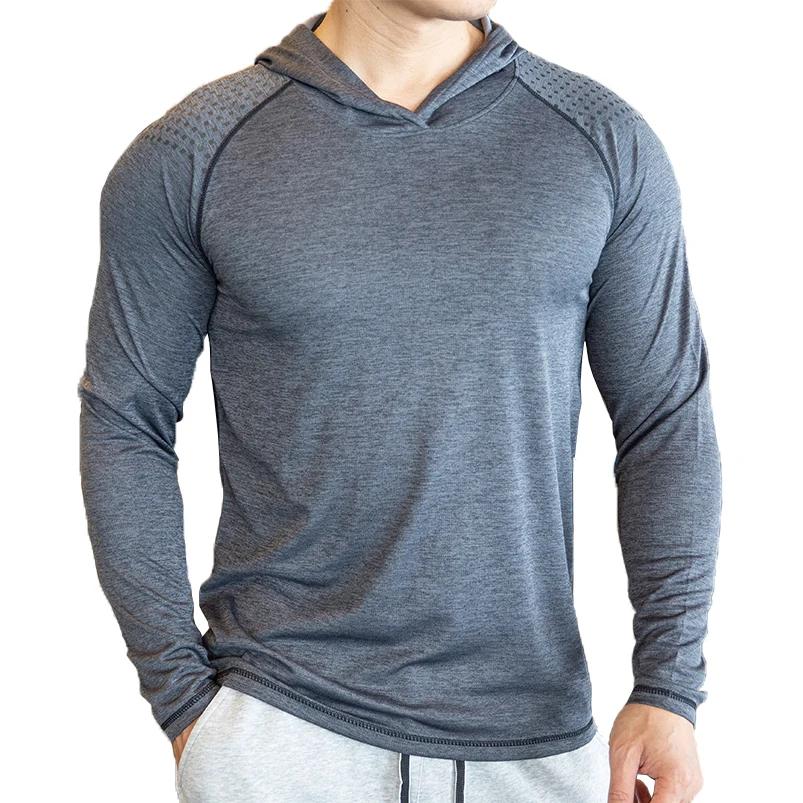 T-shirt à manches longues pour hommes, séchage rapide, décontracté, mince, élastique, sport, fitness