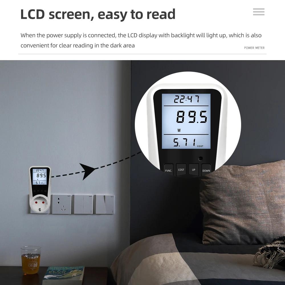 Wattmètre numérique 220V AC EU, compteur de puissance LCD, compteur de consommation électrique, pris