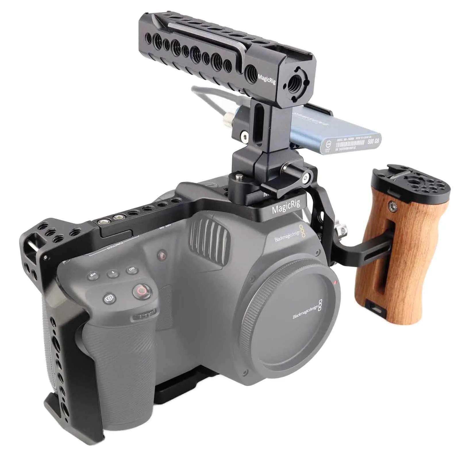 Kit de cage MAGICRIG pour BlackMagic BMPCC 6K Pro, avec poignée supérieure NATO, rail NATO, poignée