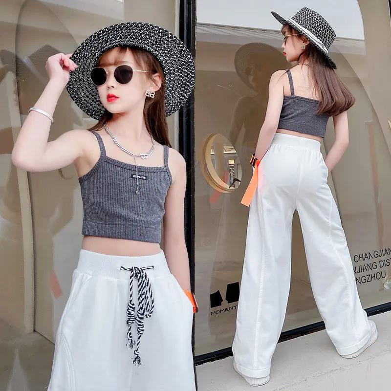 Ensemble de vêtements pour adolescentes, Top court + veste Blazer et pantalon, costume blanc 3 pièce