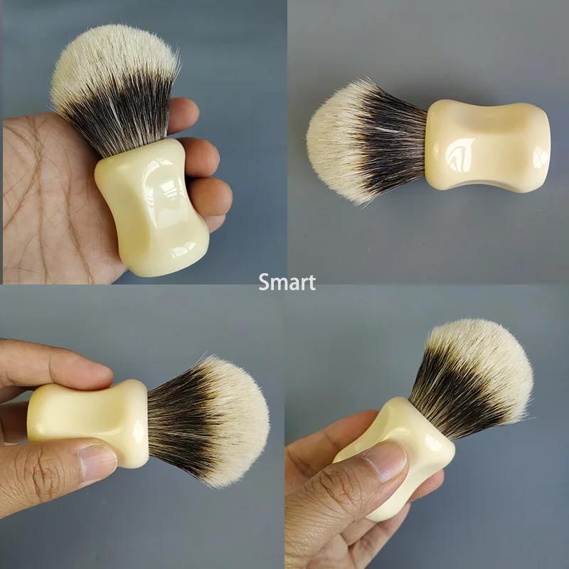 Dscosmetic – brosse de rasage à deux bandes de 26mm avec manche en résine ivoire, en mandchourie