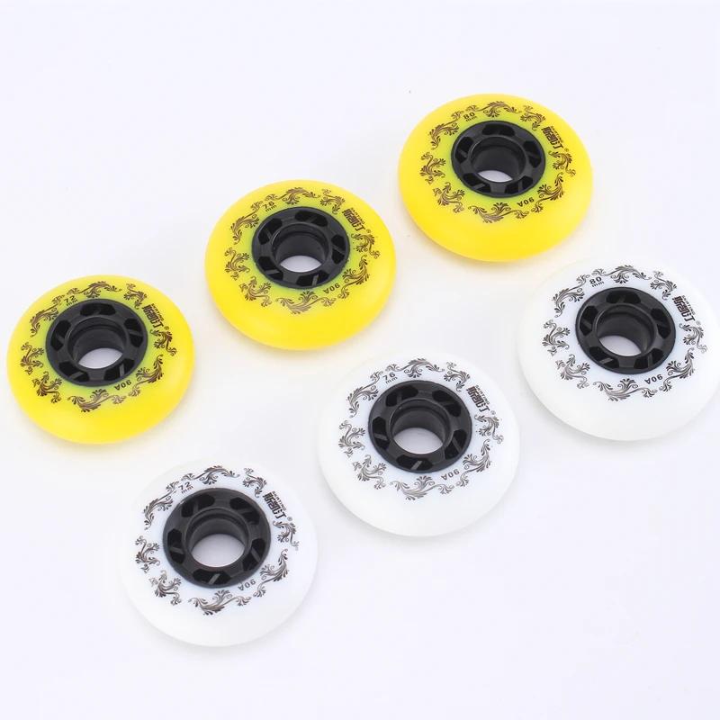 Roues patins à roulettes 8 pièces 72-80mm - Roues freestyle 90A durable blanc/jaune