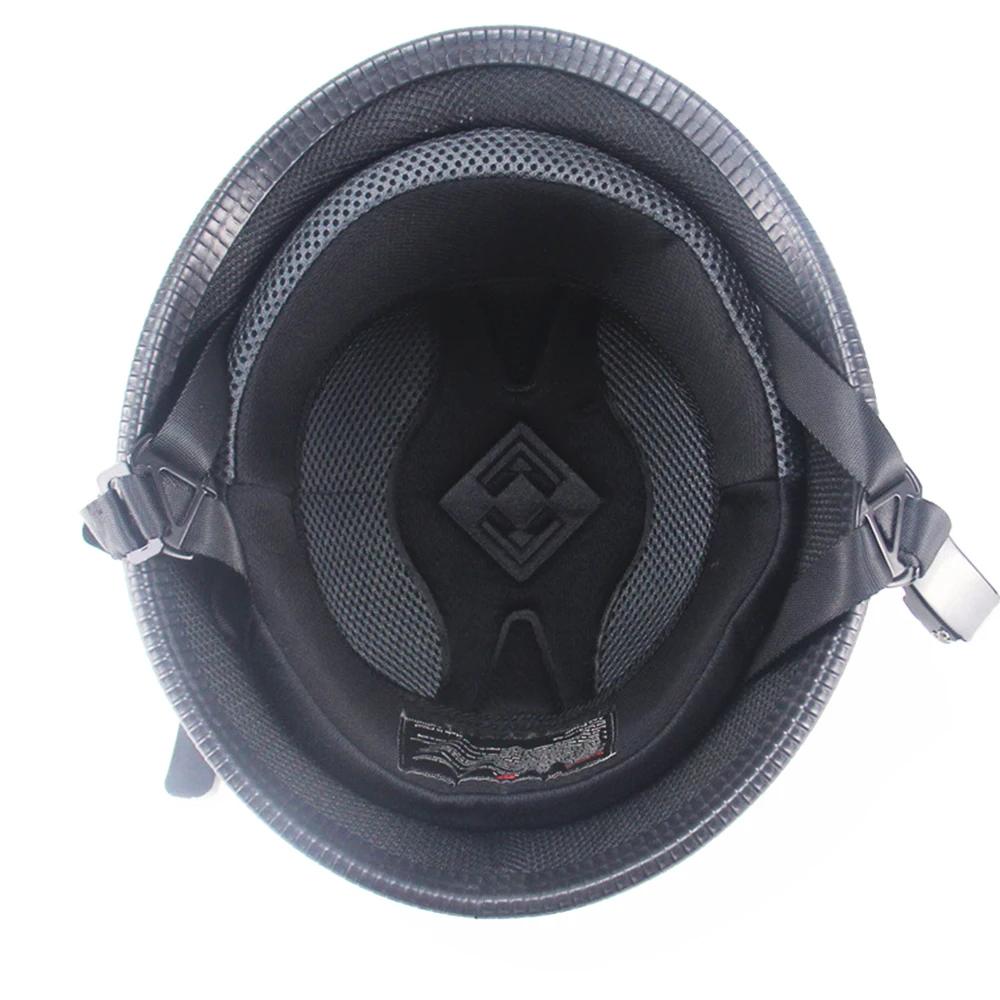 1X M/L/XL Vintage moto Cruiser casque demi visage casque allemand moto casque noir brillant voiture-