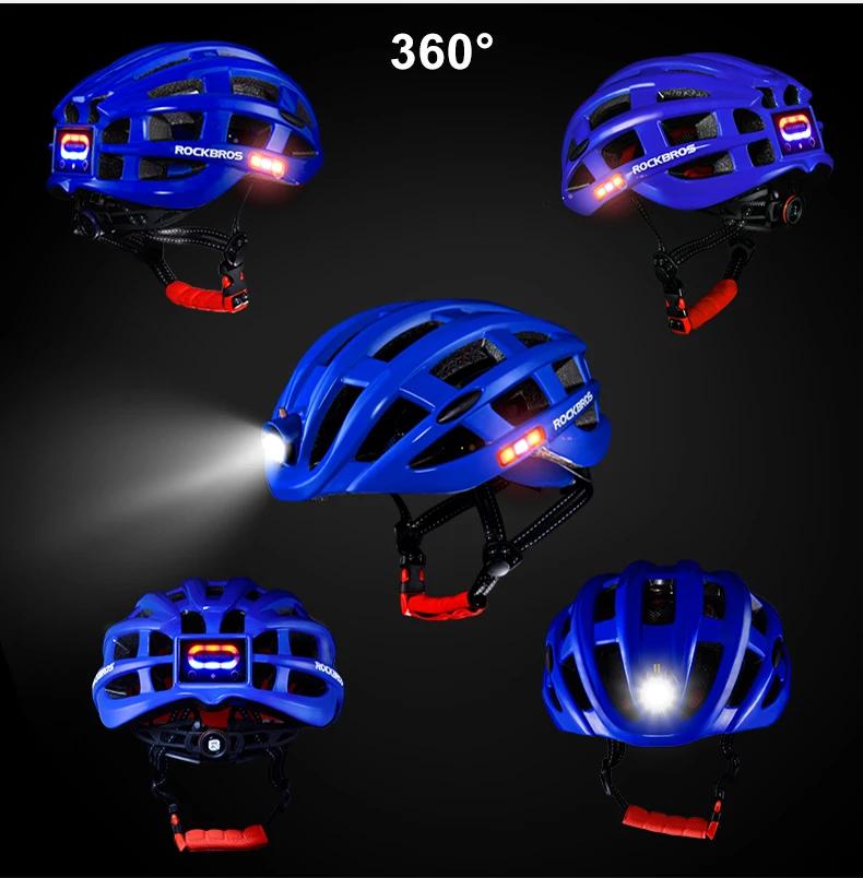 Casque vélo ROCKBROS lumière intégrée sauna plongée iodée VTT sécurité sportive nuit visibilité