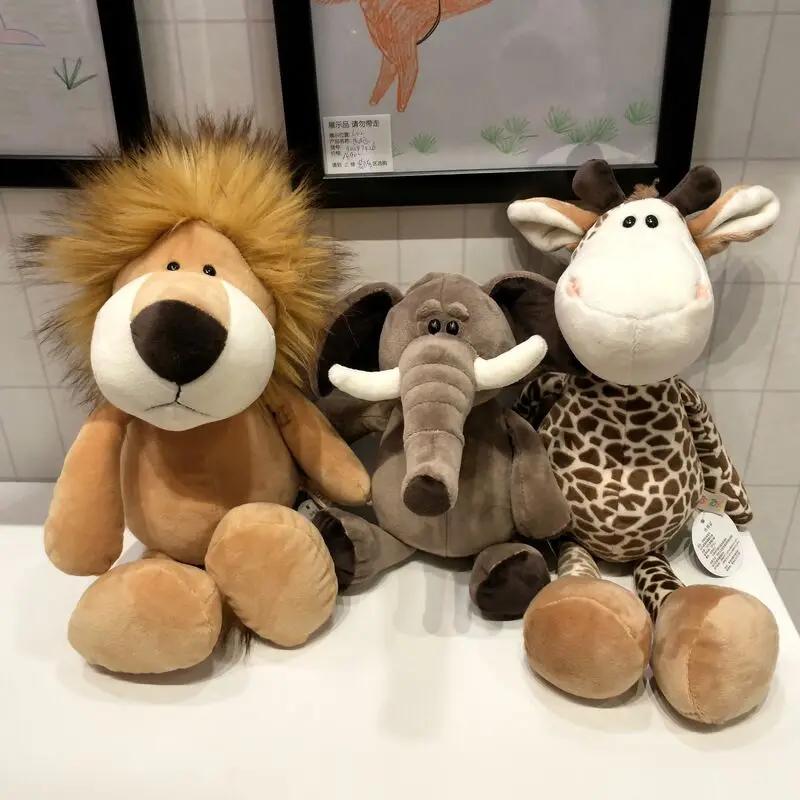 25cm peluche réaliste Lion tigre éléphant singe léopard girafe raton laveur poupée Simulation forêt