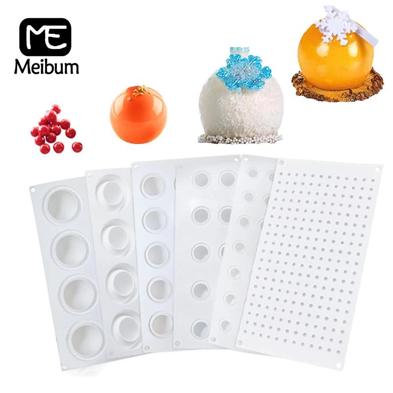 Meibum 5 types de moules à mousse à dessert de forme sphérique 3d moule à gâteau en silicone moule à