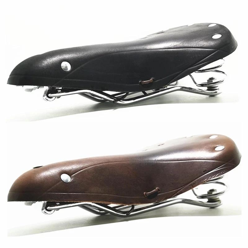 Selle de vélo de route en cuir de vache, Design rétro traditionnel à rivets, siège classique Vintage
