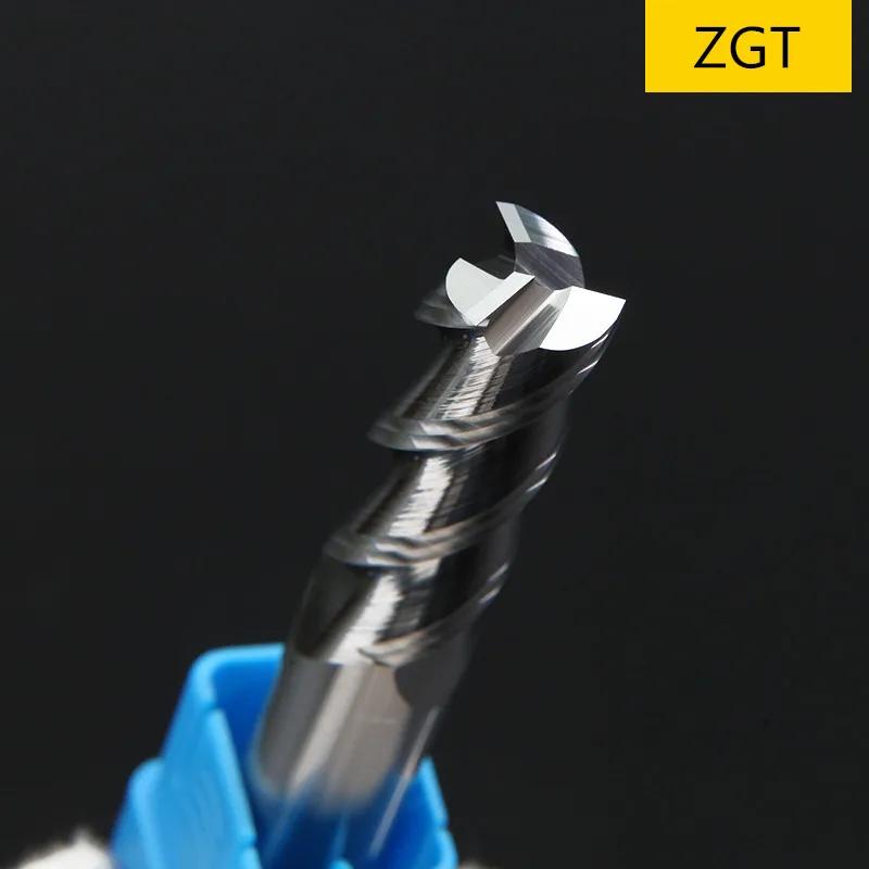 ZGT fraise en aluminium HRC50 3 cannelures aluminium cuivre coupe-bois outils de fraisage 3mm 4mm 6m