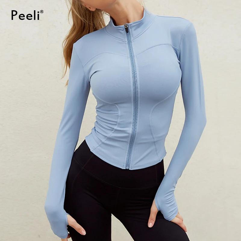 Veste sport femme manches longues fermeture éclair - Fitness yoga hiver chaud manteau course