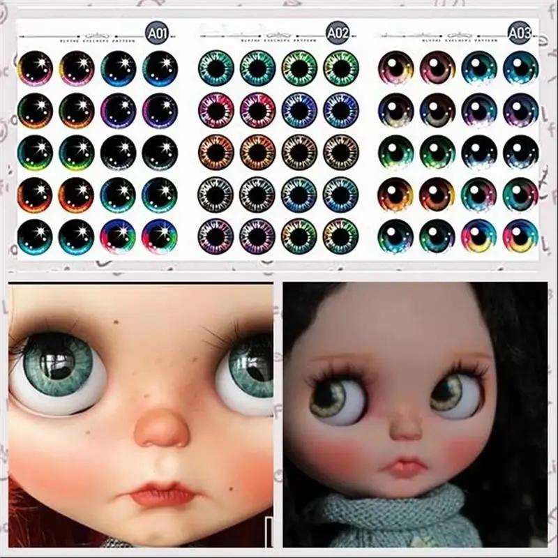 9 pièces/ensemble bricolage puces pour les yeux modèle Blyth poupée puces pour les yeux motif en pap