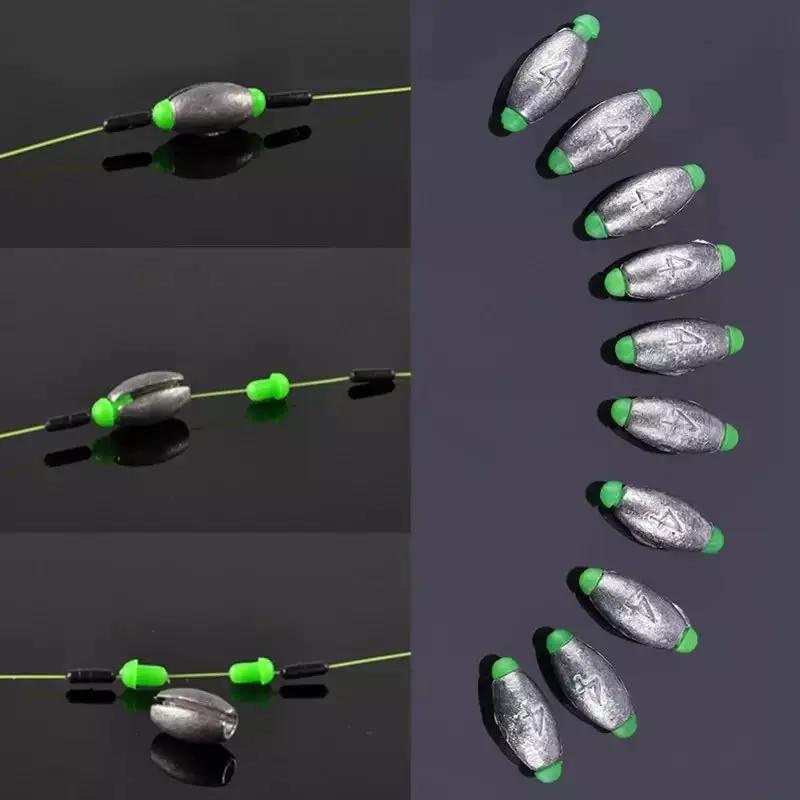 Plombs de pêche en forme d'olive, 5 pièces/10 pièces, 2g-30g, accessoires de pêche à la carpe