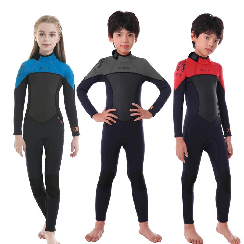 Filles épais maillot de bain garçons néoprène Surf combinaison 2.5mm sous-marine gratuit combinaison