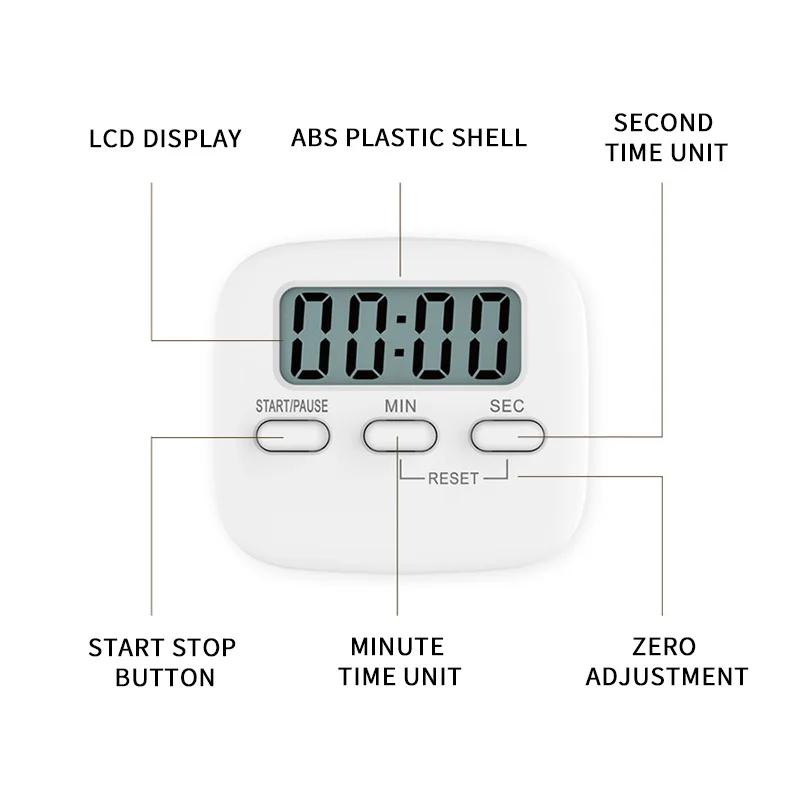 Minuterie de cuisine à écran numérique LCD, compte à rebours magnétique, alarme, chronomètre de somm
