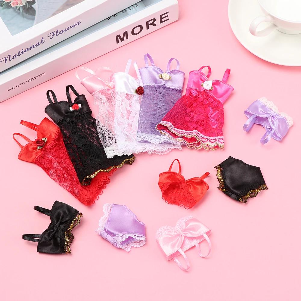 Pyjama coloré 3 en 1, sous-vêtements, Lingerie, soutien-gorge, robe en dentelle, accessoires de mais