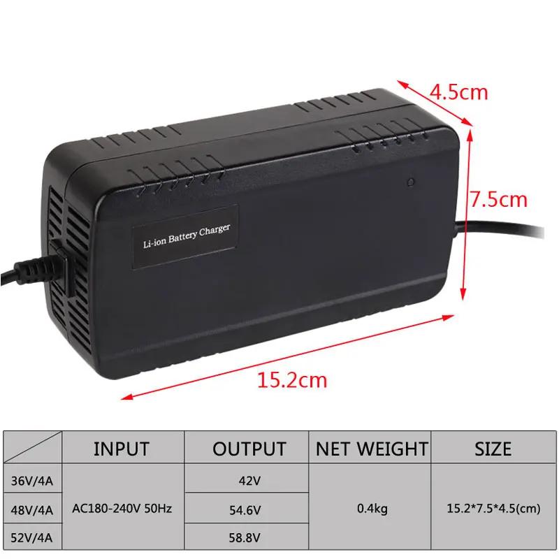 Chargeur de batterie Lithium Li-ion pour vélo électrique, prise DC XLR RCA EU 36V 42V 48V 54.6V 52V