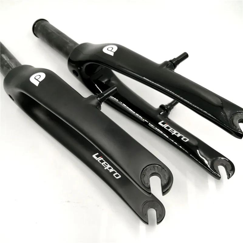 Fourche avant carbone 14 pouces LitePro pour vélo pliant ultraléger 74mm 412 K3 noir mat/brillant