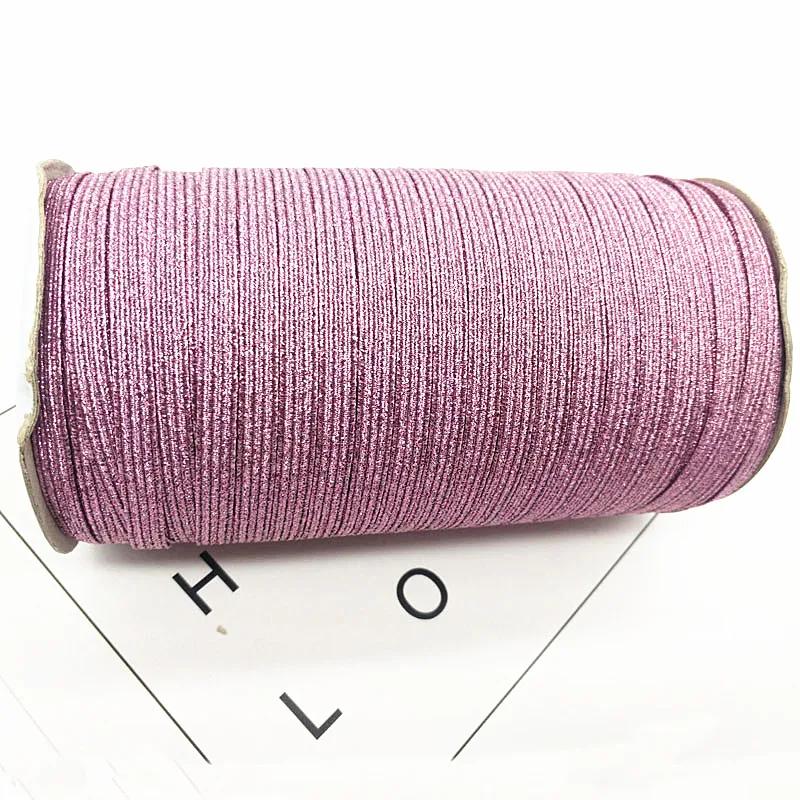 Ruban élastique en Spandex avec fil doré, 2/5yards/Lot, 6mm, paillettes, pour garniture, tissu à cou