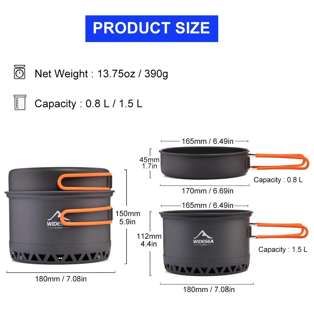 Ensemble casseroles camping Widesea 2,3L - Ustensiles cuisine plein air léger et compact pour randonnée