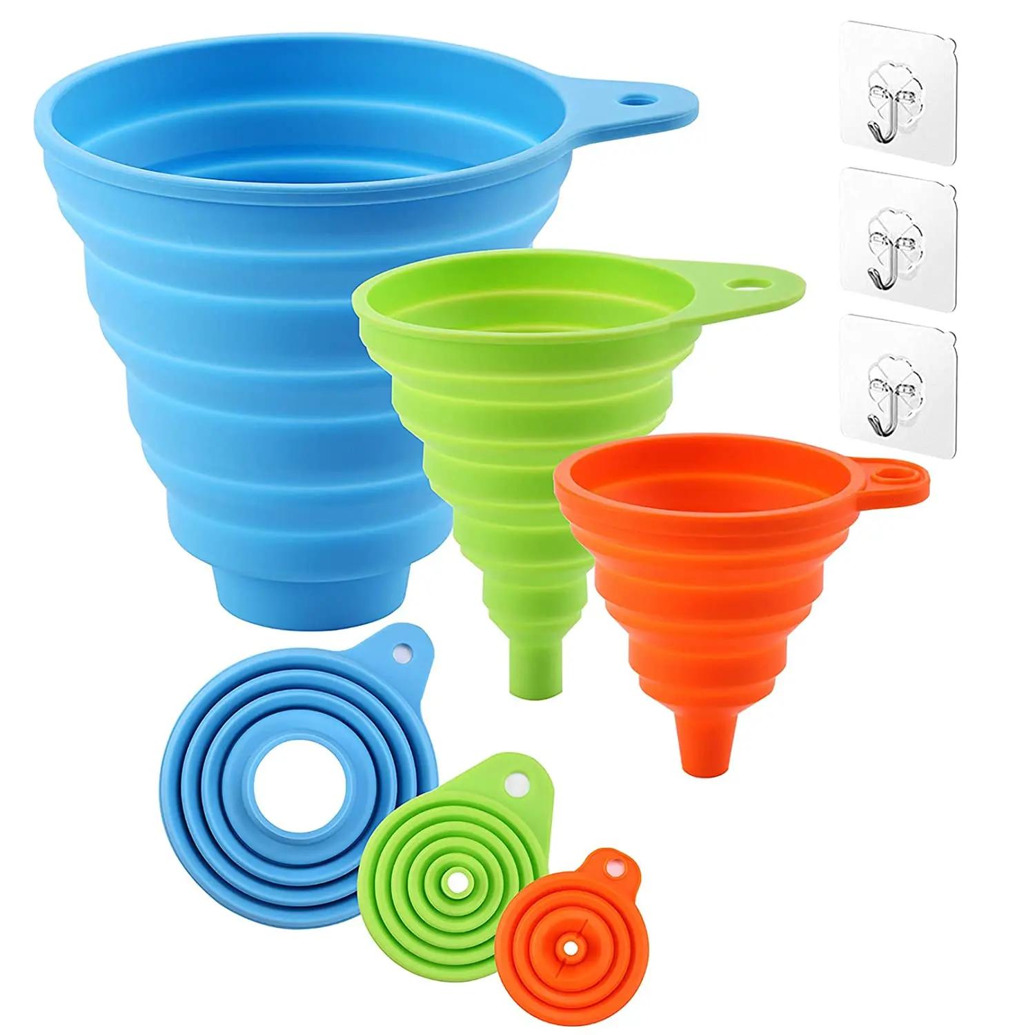 3 pièces entonnoir pliable en Silicone, outils de cuisine domestique, Mini entonnoir Portable pour P