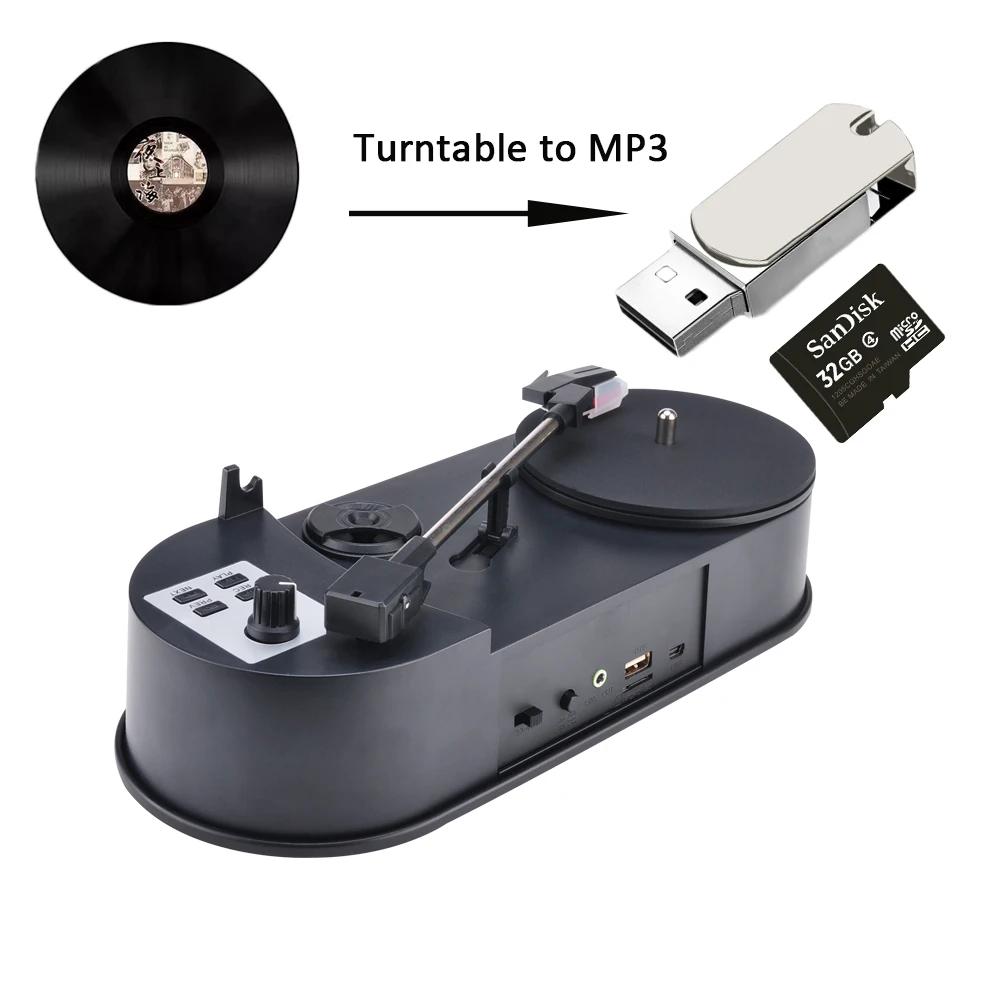 Phonographe Portable 33/45 tr/min, lecteur de platine, convertisseur pour enregistrements de musique