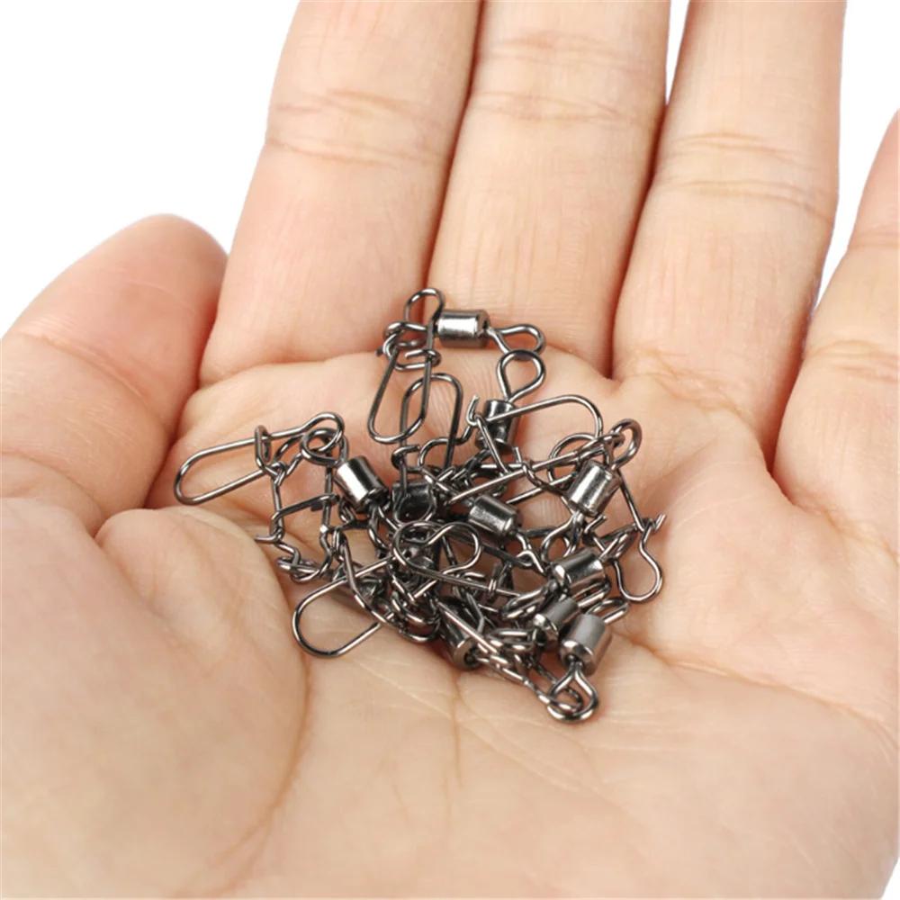 30 pcs/lot connecteur de pêche émerillons Interlock broche Snap roulant pivotant en acier inoxydable