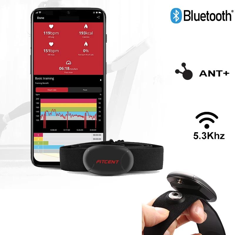 Moniteur de fréquence cardiaque Rechargeable FITCENT avec capteur de sangle pectorale Bluetooth ANT