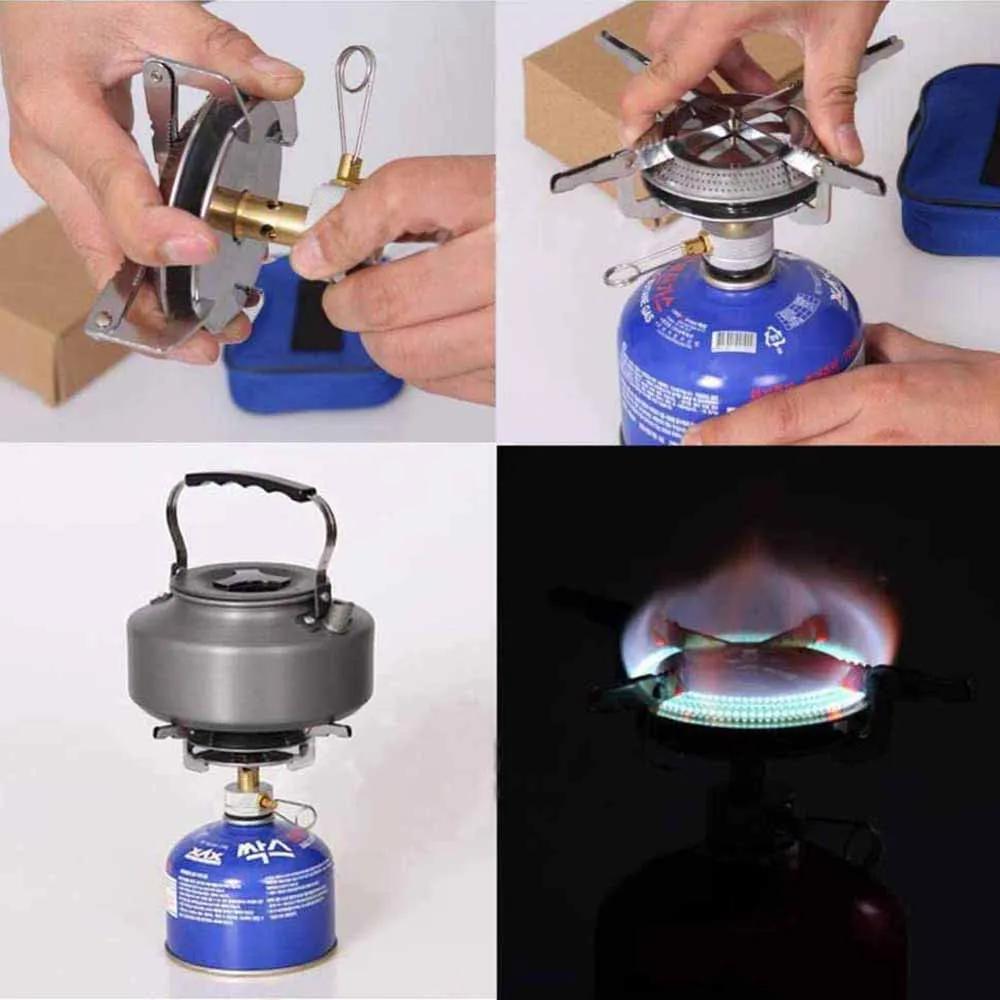 Équipement de voyage de Camping, ustensiles de cuisine, Kit de casseroles, brûleur à gaz, accessoire