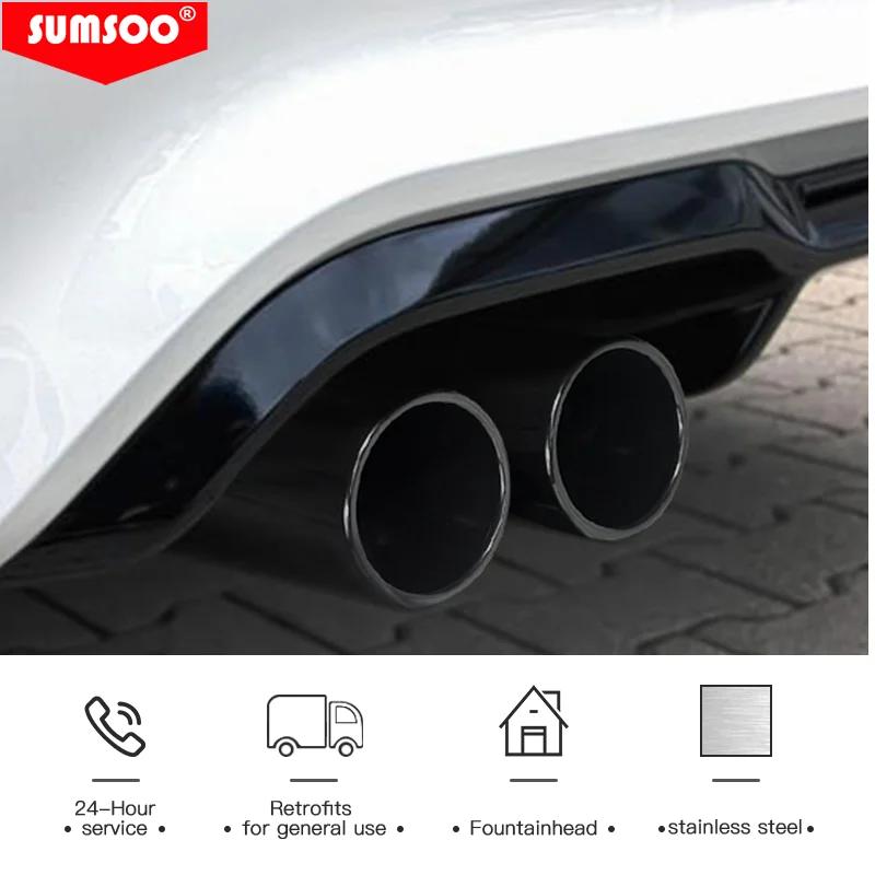 Véritable SUMSOO 1 pièces universel Double pointe d'échappement arrière tuyau d'échappement en acier