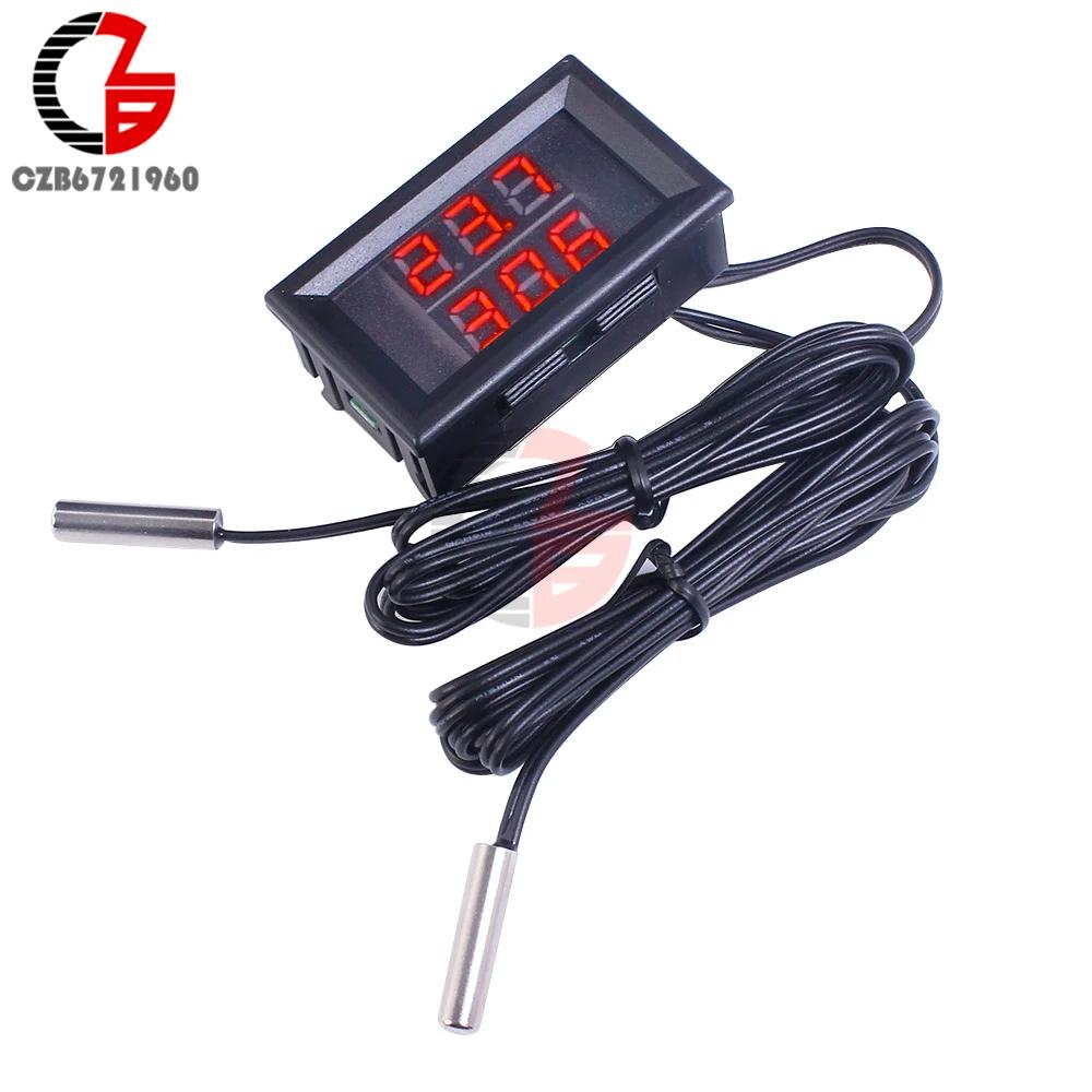 3 chiffres 0.28 pouces DC 4 V-28 V double thermomètre double affichage LED NTC capteur étanche therm