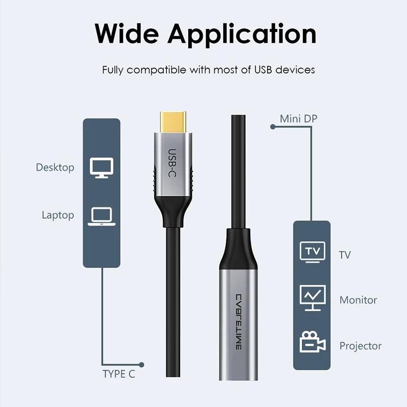 CABLETIME USB C vers Mini Displayport adaptateur 4K 60Hz pour ordinateur portable Macbook Huawei Mat