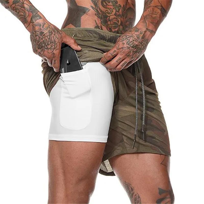Short de course 2 en 1 pour hommes, short de sport à double pont, à séchage rapide, pour Jogging, Gy