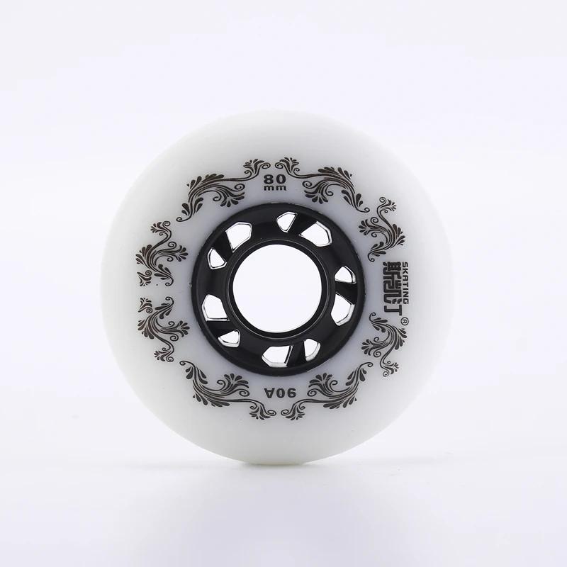 Roues patins à roulettes 8 pièces 72-80mm - Roues freestyle 90A durable blanc/jaune