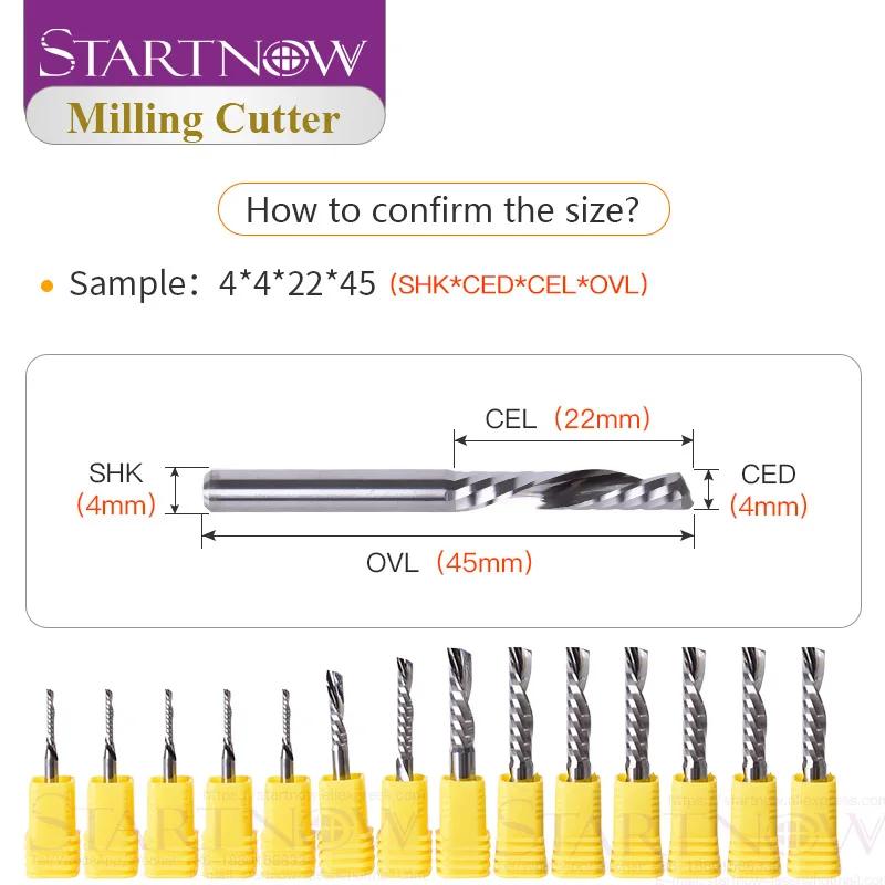 Startnow 5 pièces/lot fraise à coupe vers le bas fraise en bout à cannelure unique 3.175/4/6 carbure