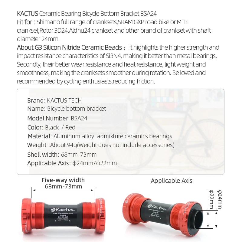 Support pédalier BSA24 KACTUS roulement céramique - Compatible Shimano SRAM GXP route MTP