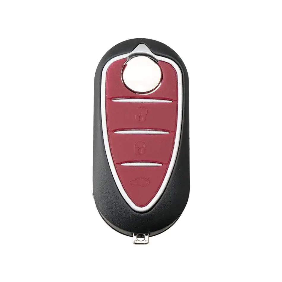 Coque de clé de voiture à distance à 3 boutons, lame non coupée, étui pliable pour clé de voiture, a