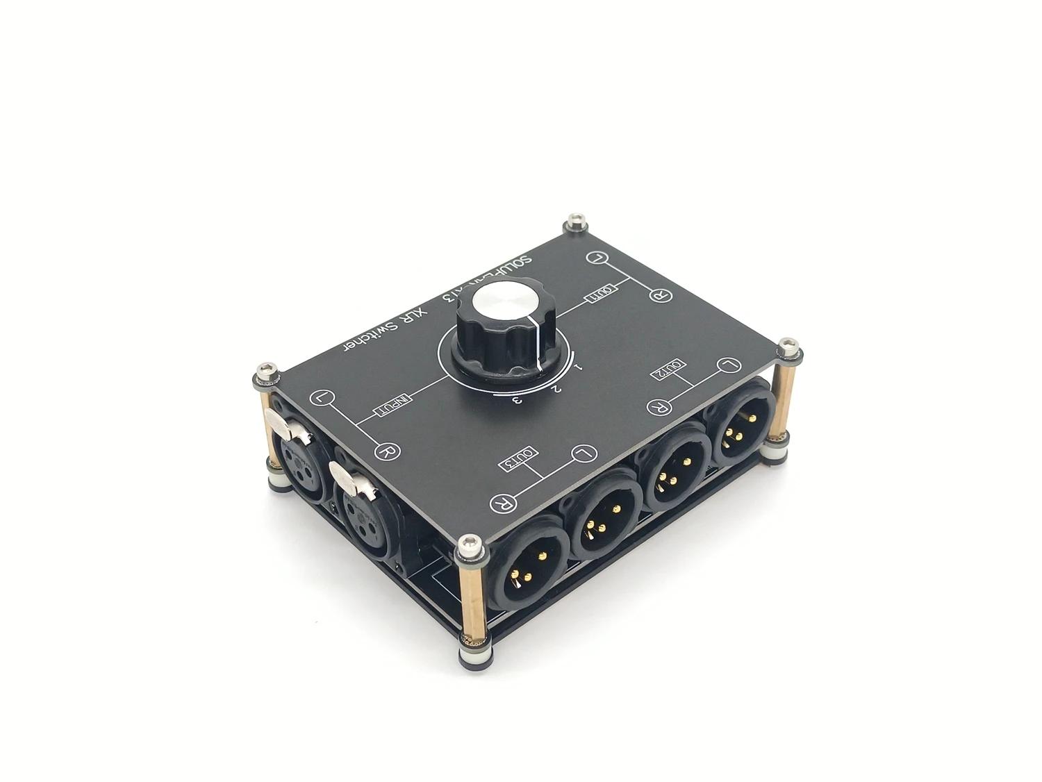 Commutateur Audio stéréo équilibré XLR 1 entrée 3 sorties, sélecteur de Source de Signal Audio XLR r